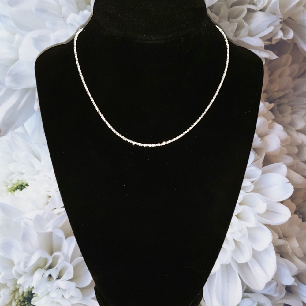 14" Sterling Silver Irregular Twisted Serpentine Chain